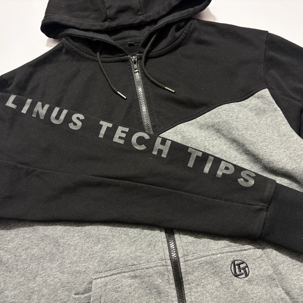 Linus Tech Tips Hoodie Full Zip Hooded Sweatshirt Colorblock LTT MERCH Men Large